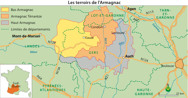 Carte de l'appellation d'Armagnac