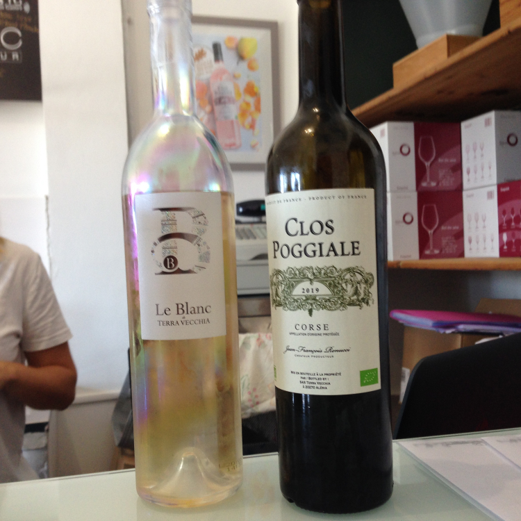 les deux vins blancs goutés Terra Vecchia - Clos Poggiale