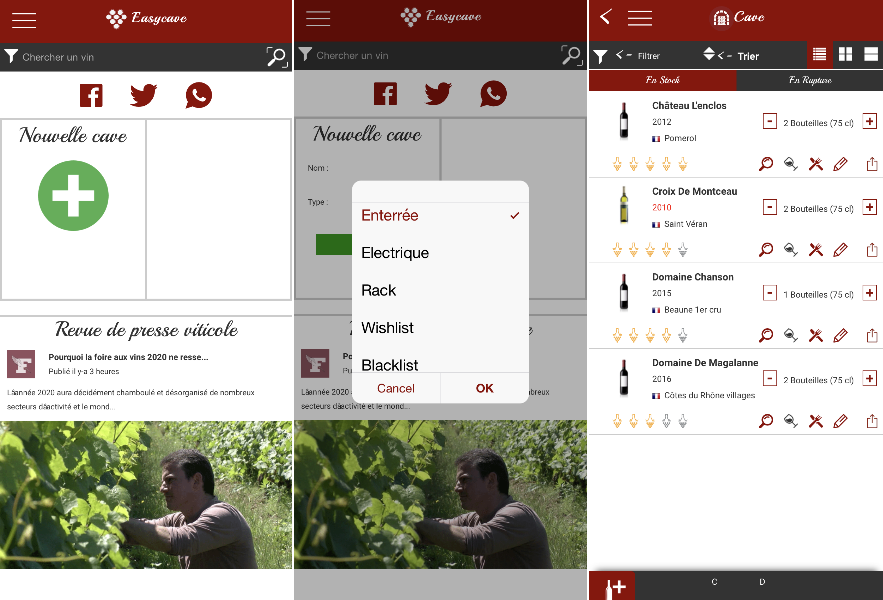 Easycave application mobile pour gérer sa cave à vin