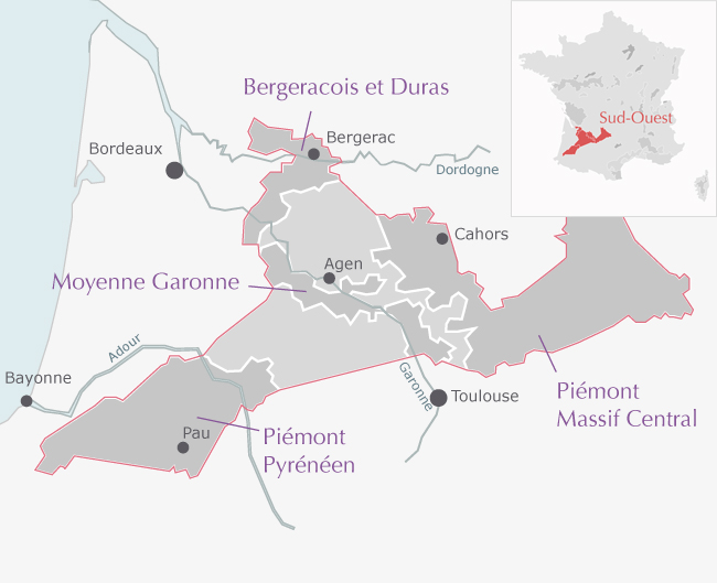 carte de l'appelation Cote de Gascogne